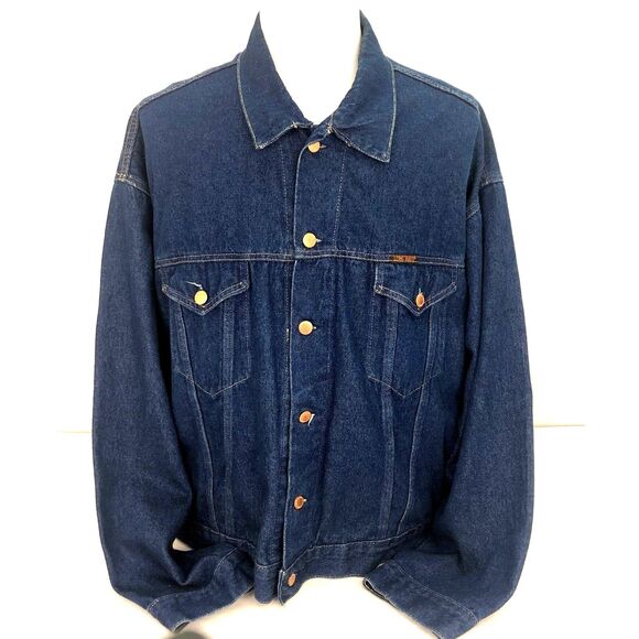 Long Haul Trucker Mens Denim Jacket‎ Size 4XL Cotton Blend Dark Blue USA-Made - Picture 1 of 12